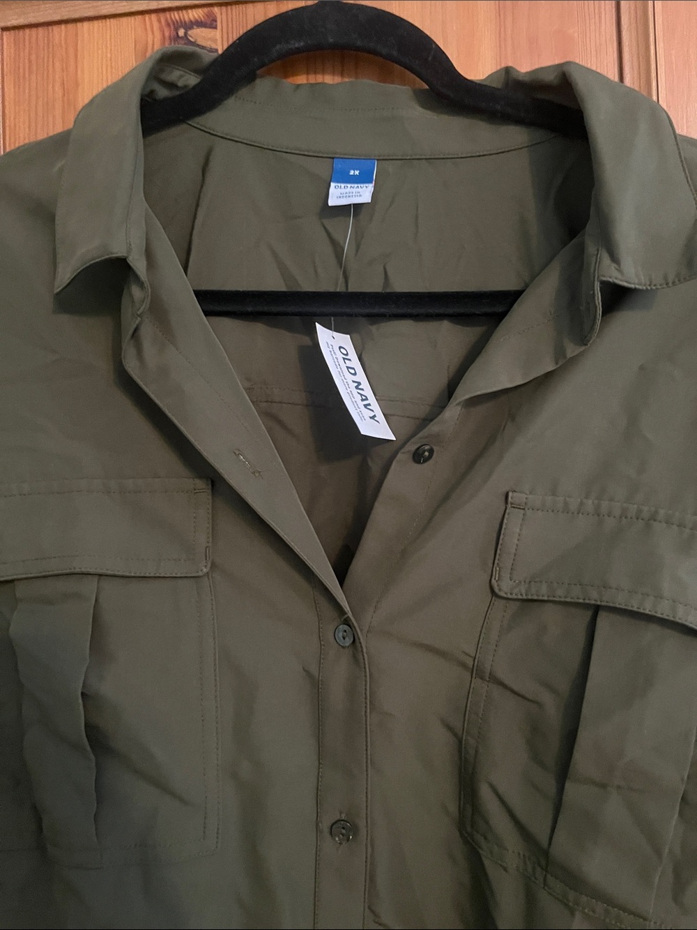 Old Navy Olive Utility Button-Front Shirt